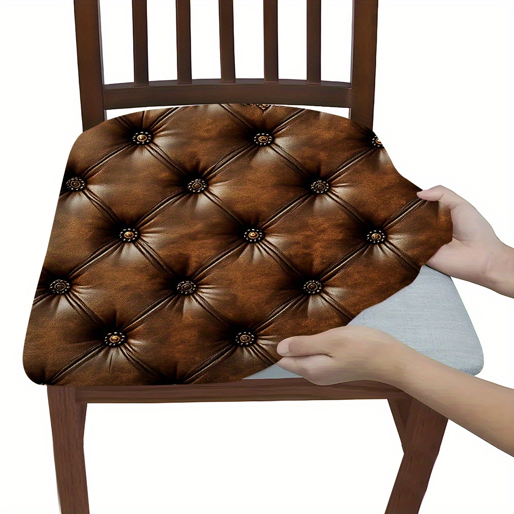 Image of 2/4/6pcs Brown Diamond Pattern Cushion Covers, Dining Chair Covers For Office, Wedding Home Decor, Hotel, Restaurant And Banquet Living Room Decoration, Festive Atmosphere