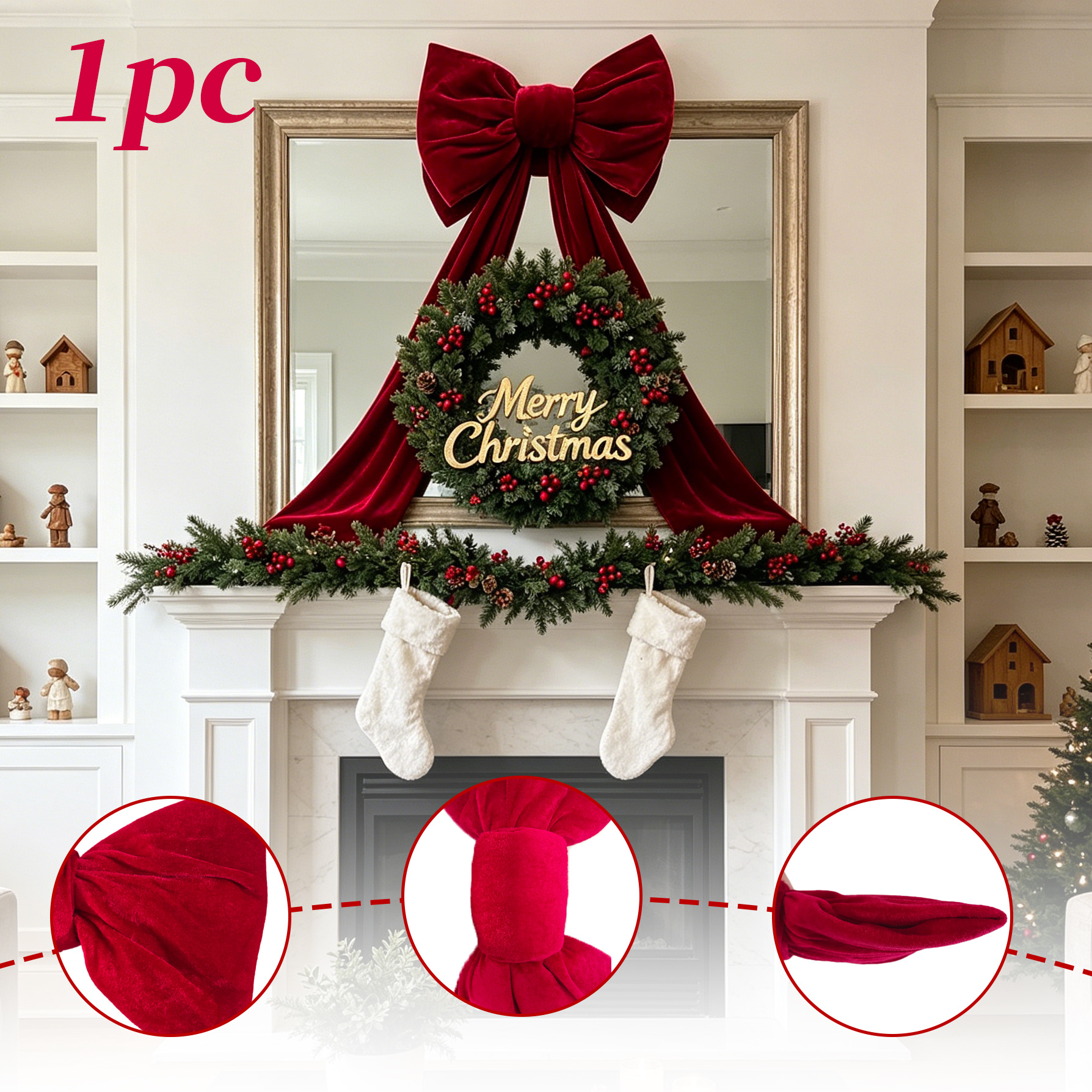 TEMU 1pc 70.86-inch Luxurious Red Bow Party Decoration - Total 3 Meters Long Tassel Ribbon, Ideal For Birthdays, Weddings, Christmas, And Special