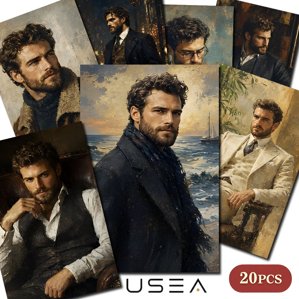 TEMU 20pcs Postcard Invitation | 20pcs 10cm X 15cm Vintage Illustration Style Retro Gentleman Postcards Suitable For Scrapbooking Crafting Invitation