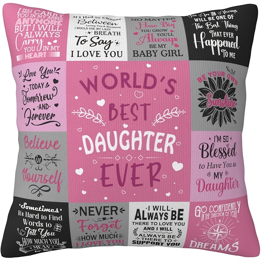 TEMU 1pc Daughter Gift - Grateful Birthday Pillowcase With Inspirational Quote, Pink And Black Mattress Cover, Machine Washable, Zipper Closure,