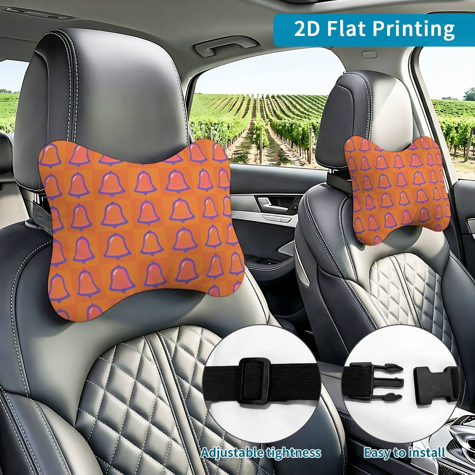 item picture 2pcs Pattern , Neck Support Cushion, Suitable for of Car Accessories, Decorative Theme, Travel Neck Pillow