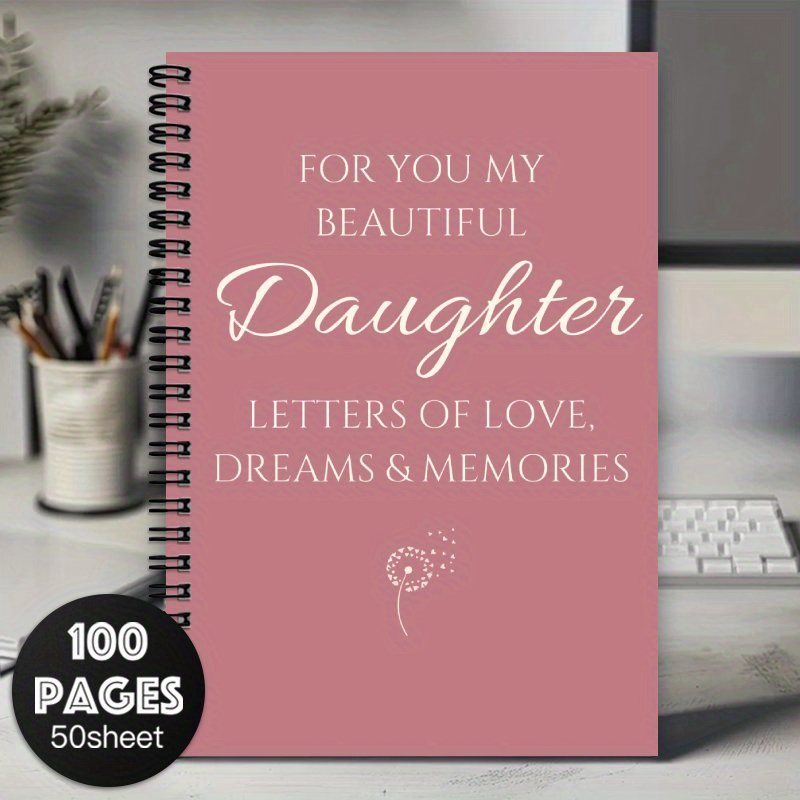 TEMU 1 "Aan Mijn Dochter" Spiraalnotitieboek - Handgemaakt Dagboek, 100 Pagina's, Perfect Verjaardags- of Feestdagcadeau van Mama, Ideaal voor