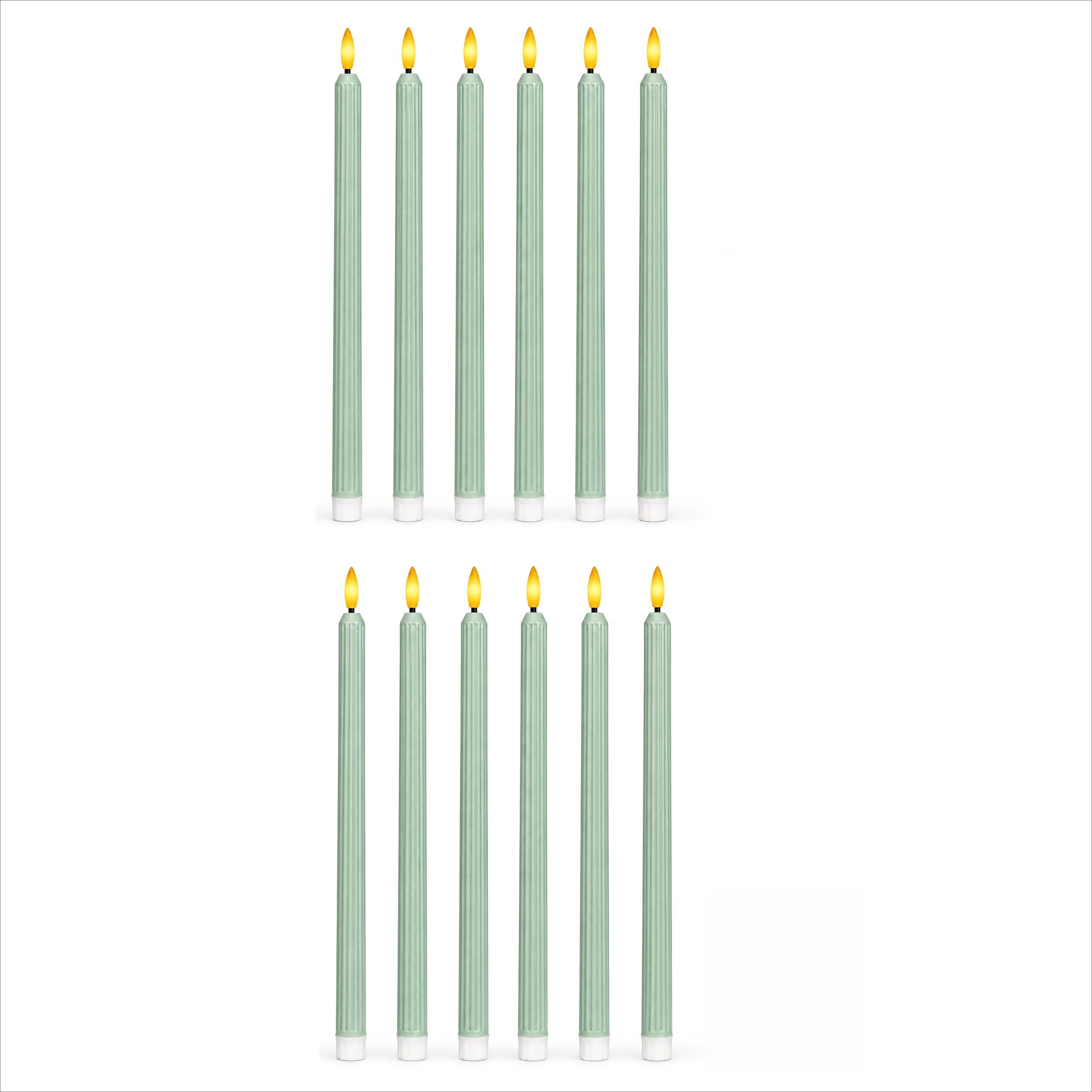 TEMU Ensemble de 12 bougies flamme de colonne romaine conique, lumière vacillante sûre à piles, pour les anniversaires, les fêtes, les décorations