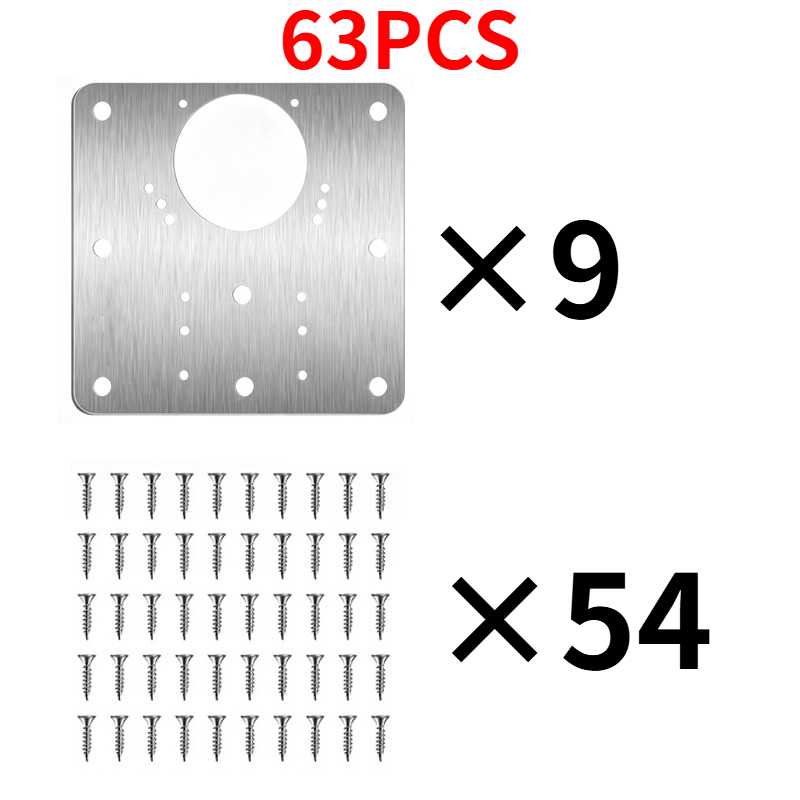 TEMU Kit de réparation pour planches et vis, 63 pièces (9 patchs de réparation et 54 vis), planche de réparation pour charnières d'armoires avec vis,