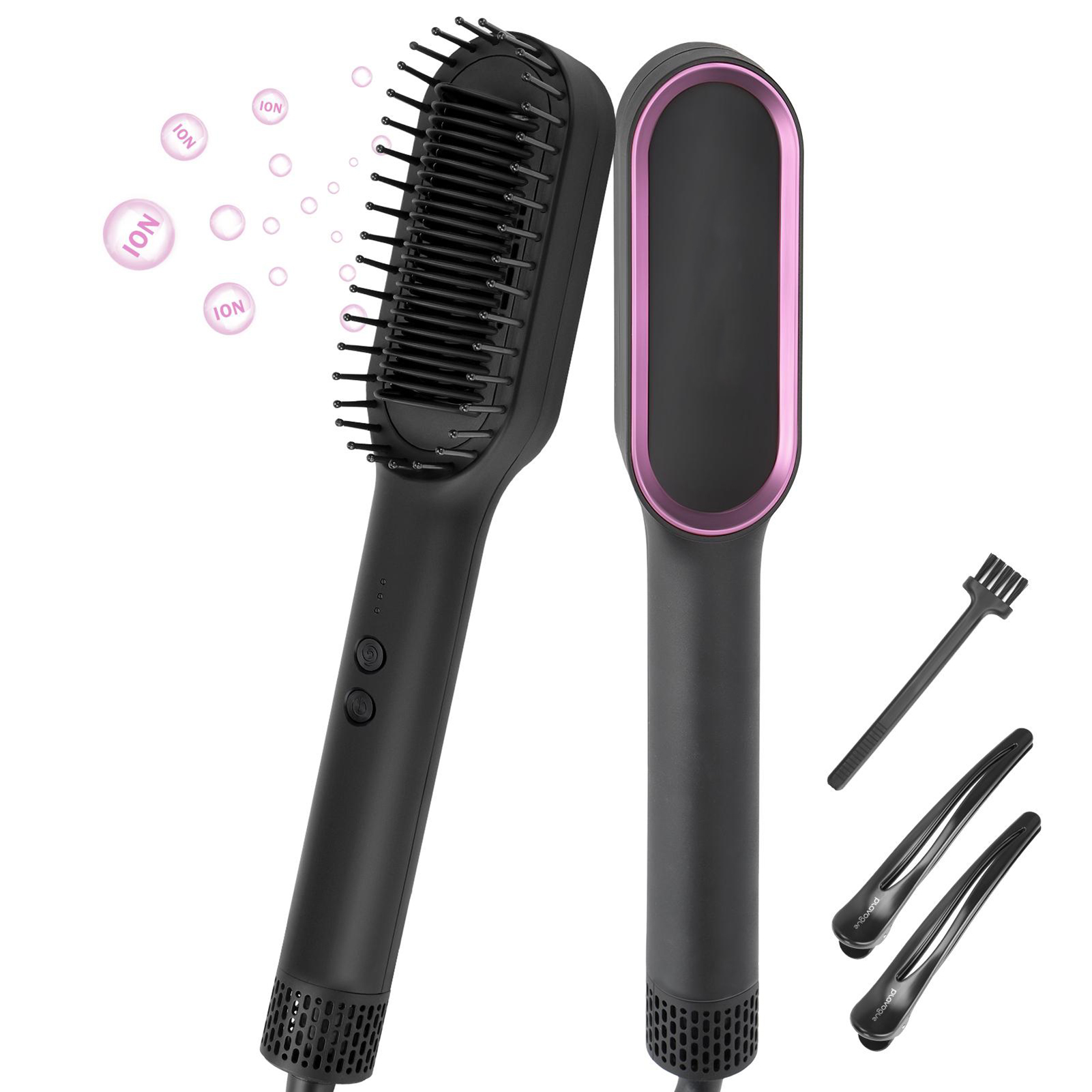 Hair Straightening Brush 2-in-1 Hair Dryer Hot Air Brush Professional  Electric Straightener Comb, Curling, for gifts, home use, hairdressers,  with Lea