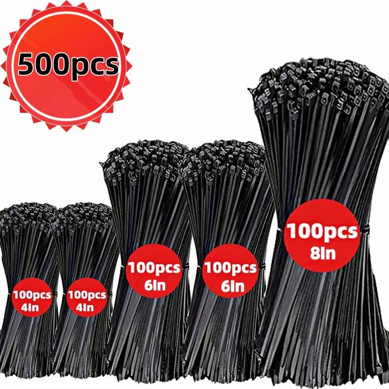 E-shop 500 Stück strapazierfähige Nylon-Kabelbinder, selbstverriegelnde verstellbare Binder, rutschfeste Kabelbinder, Größen 7,87/5,91/3,94 Zoll,