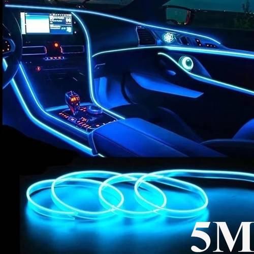 1 3 5 environment el wire led strip lights kit car interior trim strips usb flexible neon interior lights car decorative additions without battery