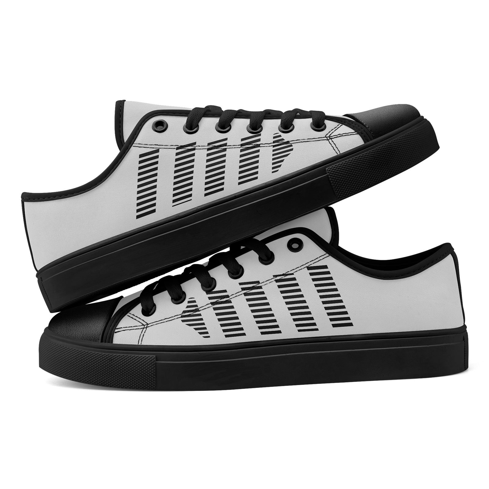 Men's Light Grey/Black Low-Top Sneakers with Cushioned Sole