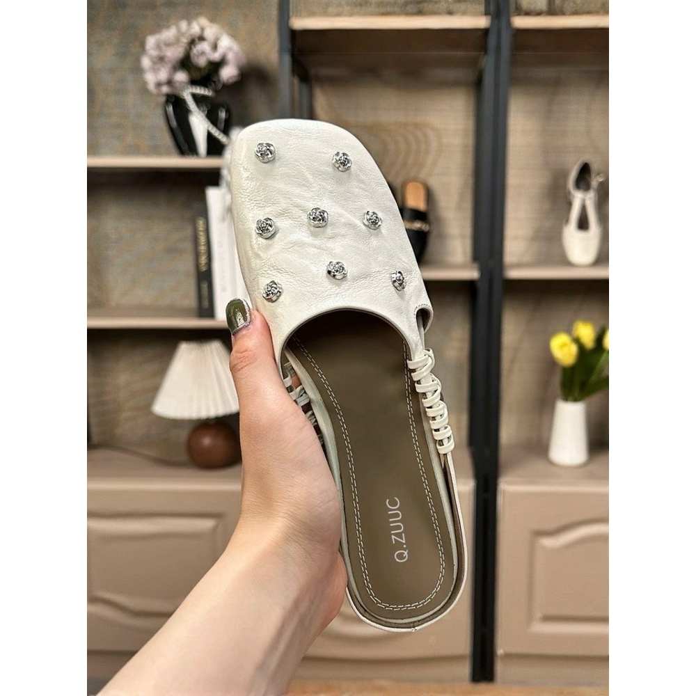 Women' -toe Flat Mule Sandals, Backless Shoes With Elastic Heel Straps For And , Women Shoes