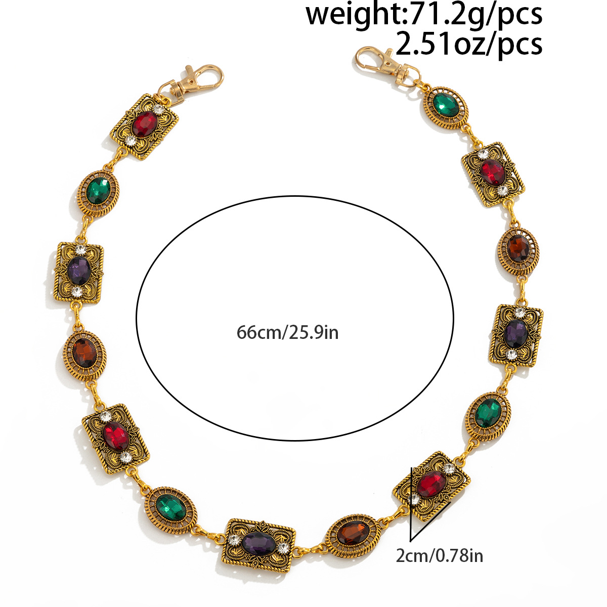 TEMU 1pc, 18k Gold Plated Colorful 5a 5a Cubic Zirconiaia Sturdy Men' Dance Motorcycle Riding Pants Chain, Hip-hop Vintage Jeans Chain, Keychain