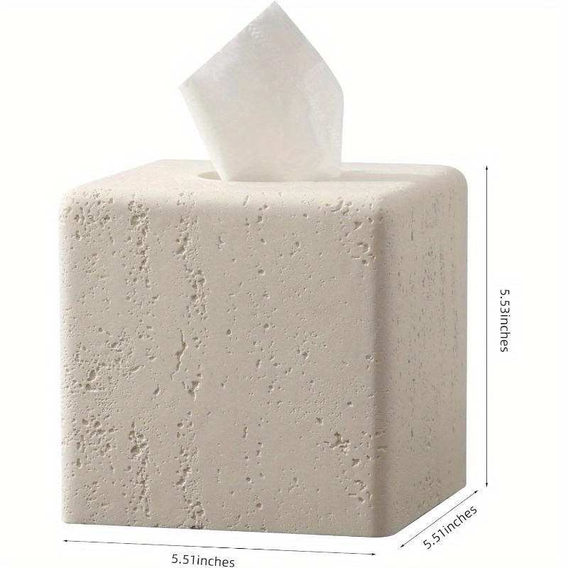 decorative square resin tissue box cover   free ideal for bathroom bedroom living room office decor cream   paper towel holder decorative   paper dispenser bathroom decor Product details 3