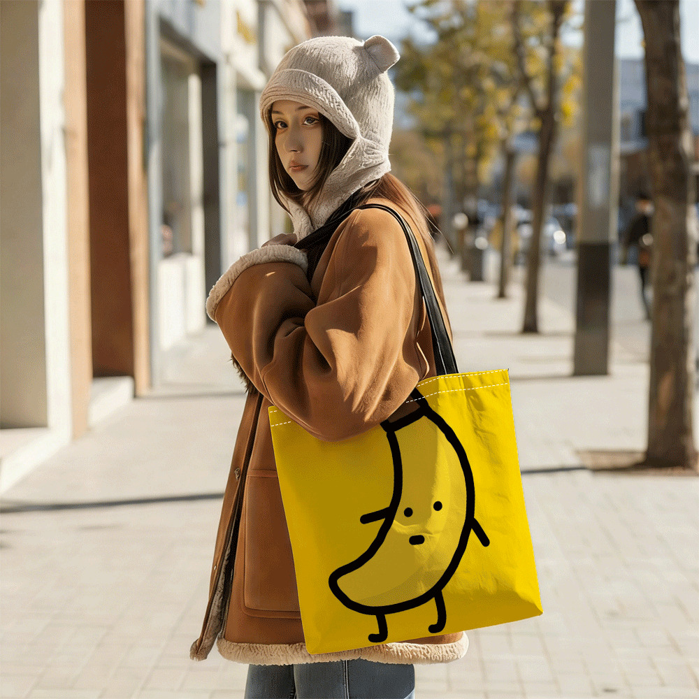 TEMU 【可愛い】バナナ柄 トートバッグ - おしゃれな買い物バッグ、丈夫で折りたたみ可能なショルダーバッグ、オール、、、クリスマス、ハロウィン、新年、誕生日プレゼントに最適