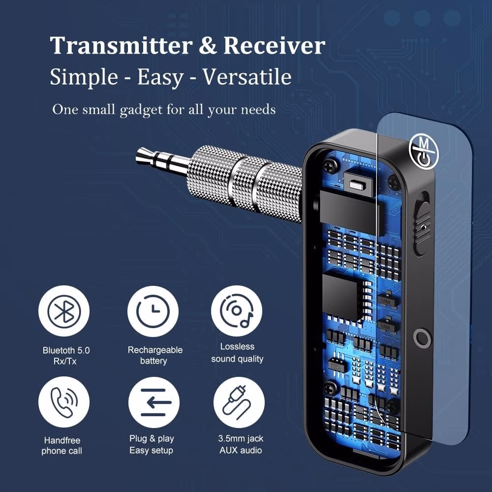 5 0 wireless receiver transmitter adapter 3 5mm jack suitable for audio car receiver noise canceling aux adapter home music receiver clear call hands free calling independent day travel summer back to details 3