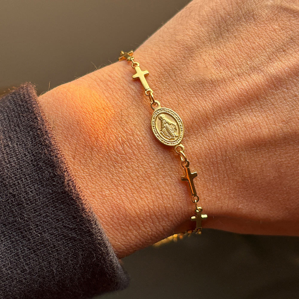 Image of A Unique New Totem Pendant Cross Bracelet, Women' Steel Light Jewelry, Ladies Bracelet
