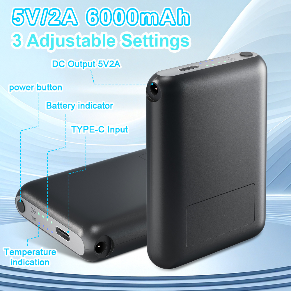 TEMU Set Of 2 5v 6000mah -polymer Rechargeable Batteries, Featuring A Connector Suitable For Heated Insoles, Socks, Gloves, Slippers, And More, With Temperature Regulation