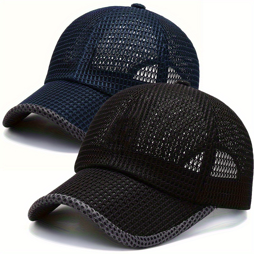 2pcs mens breathable mesh baseball cap adjustable summer sun protection hat for outdoor activities fishing leisure gray black fishing hat details 1
