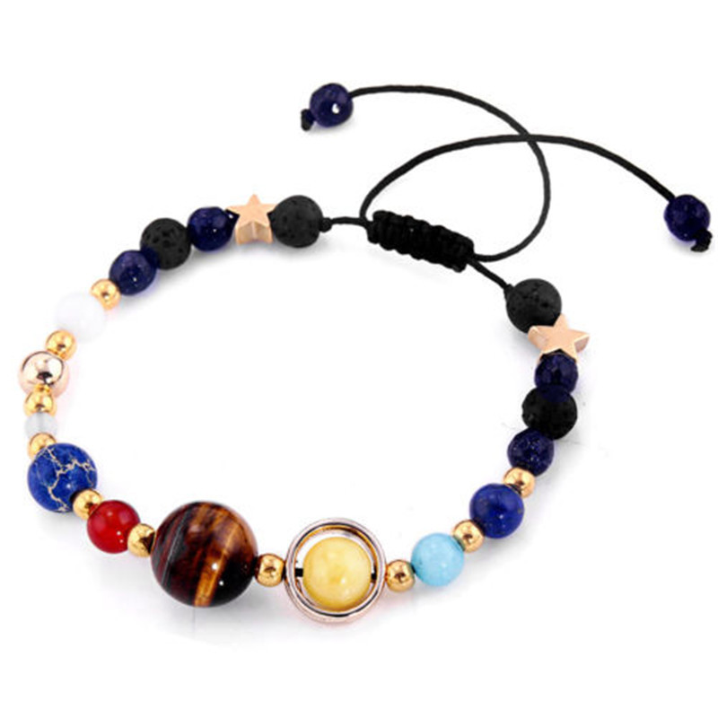 TEMU Bracelet 1 pièce Système Solaire Galaxie , Bracelet Planètes, Bracelet Rigide Réglable, Bijou de Couple
