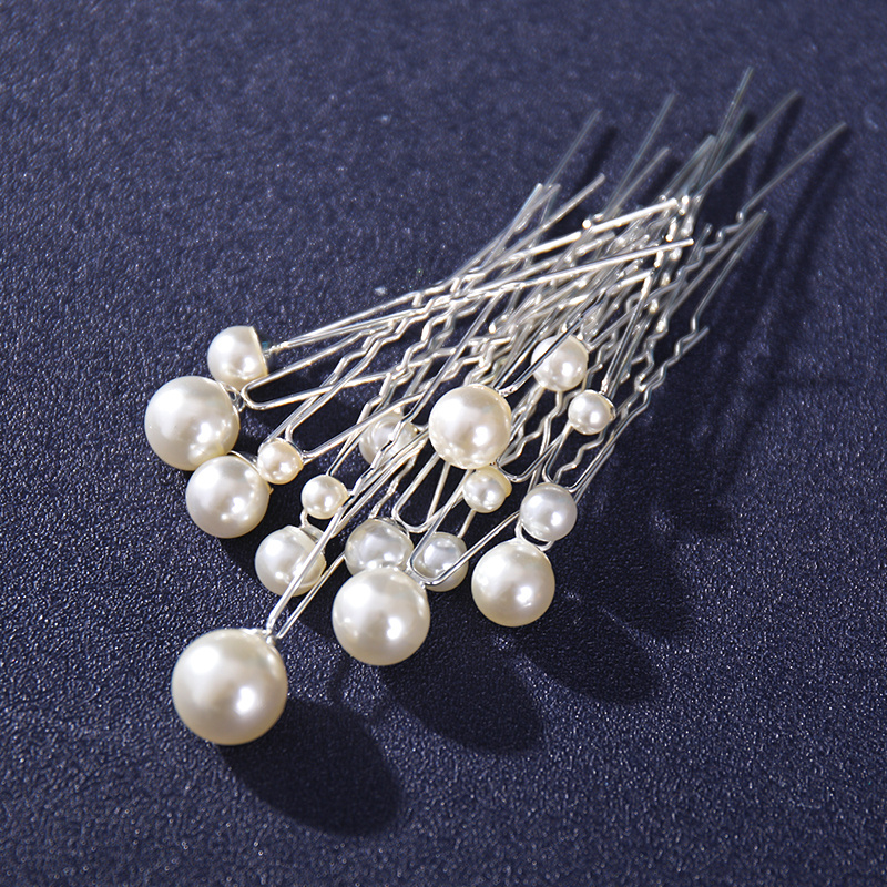 Random Size Pearl Fork Bridal Headpiece with U-Clip