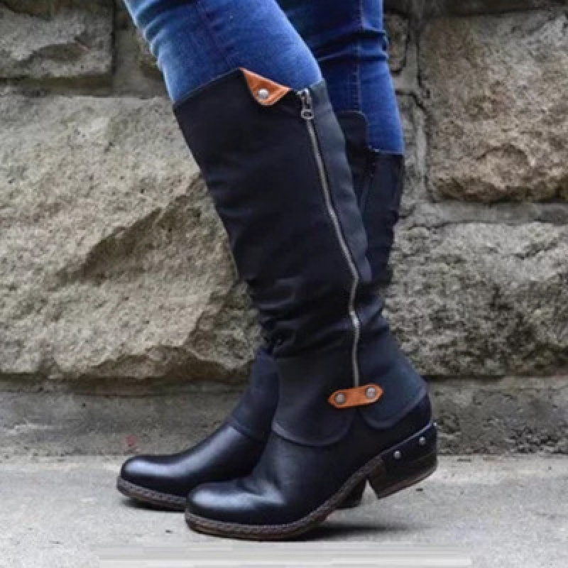 Image of 2026 Women's High Boots, Knee-high Boots, Riding Boots, Large Sizes 36-43| Women's Mid-calf Riding Boots, Side Zipper, Comfortable Casual Winter Boots, Plus Sizes, Women Shoes