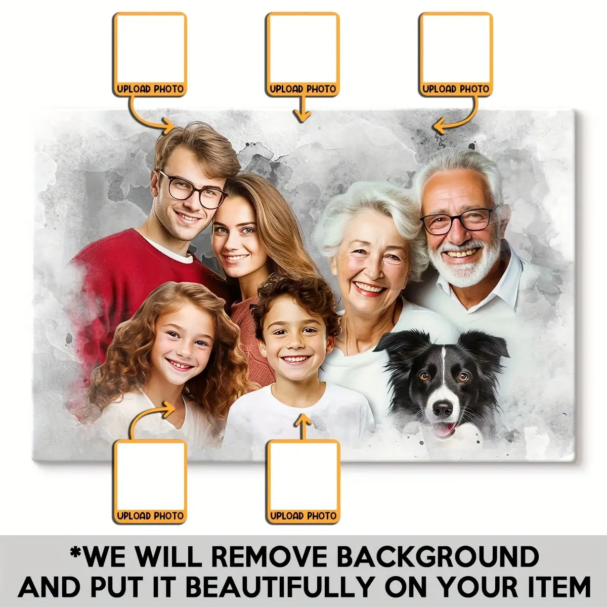 TEMU 2d Flat, 2d Flat, 2d Flat Custom 2d Flat Memorial Painting Gift, Featuring A 1 In A Photo, Ideal For Sympathy Gifts. Family Photos Into A