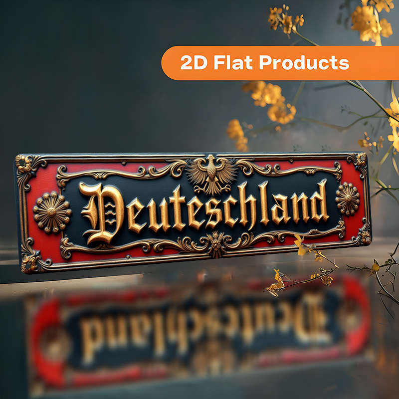 TEMU 2d Flat, Vintage German Flag Aluminum Wall Sign - 3.9x15.7 Inch Durable Metal Decorative Plaque With Golden Lettering, For Home, Bar, Metal Wall