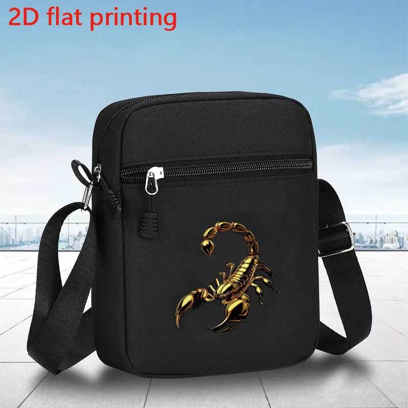 TEMU 1 sac bandoulière léger pour homme avec imprimé scorpion, bandoulière réglable et fermeture éclair - Noir (Nouveautés de mode pour hommes et