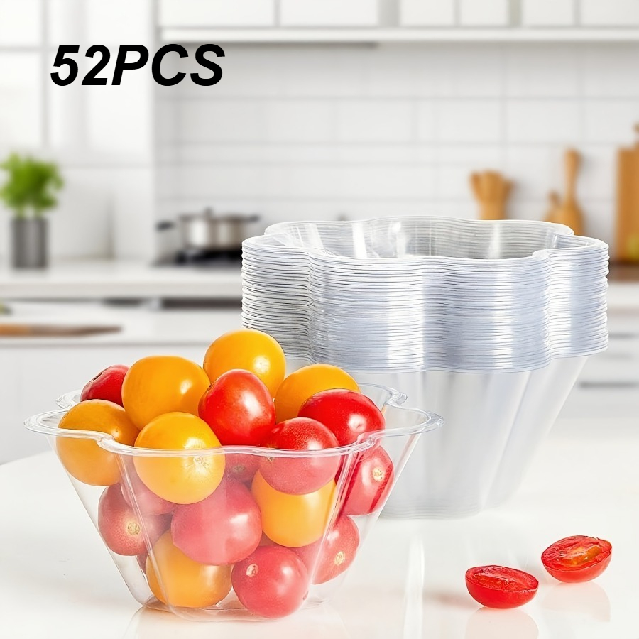 TEMU 52pcs Dessert Cups, Transparent Floral Ice Cream Bowls, Dessert Bowls, Party Serving Bowls, For Serving Ice Cream, Nuts, And Salads
