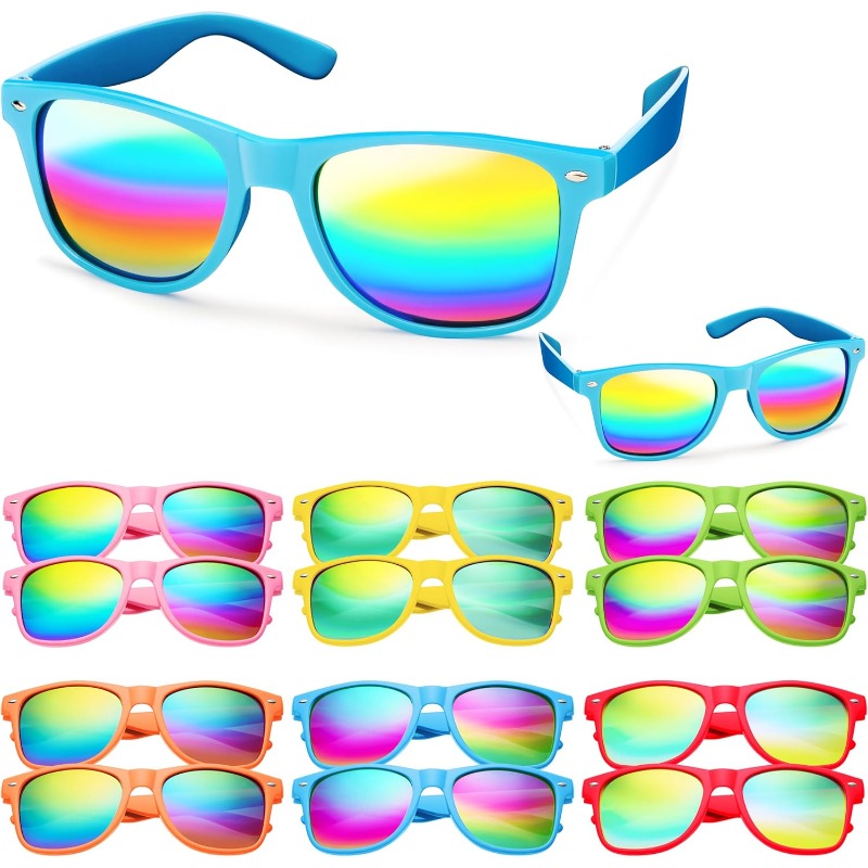 TEMU SYNCUFN Lot de 12 lunettes de mode fluo pour enfants, lunettes de fête avec protection UV pour enfants. Cadeaux de piscine, sachets-cadeaux pour