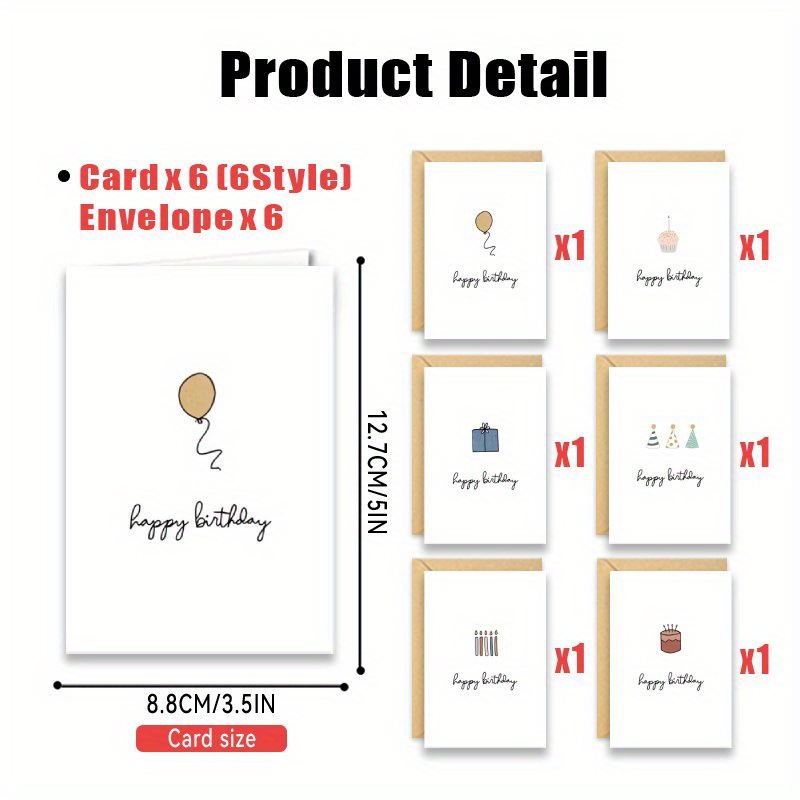 E-shop 12er-Set Geburtstagskarten mit Umschlägen, Niedliches Geburtstagsgeschenk-Design, Hochwertige Faltkarten aus Karton, Ideal für Valentinstag,