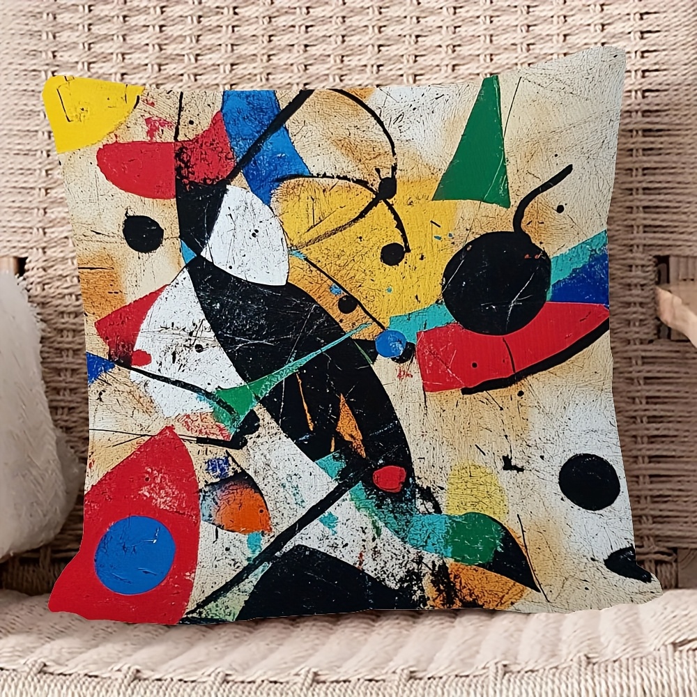 TEMU 1pc Pillowcase, Abstract Art In Style, Made Of Soft And Smooth Polyester Short Plush Fabric, Single-sided Printed Pattern, 45cm X 45cm, Suitable