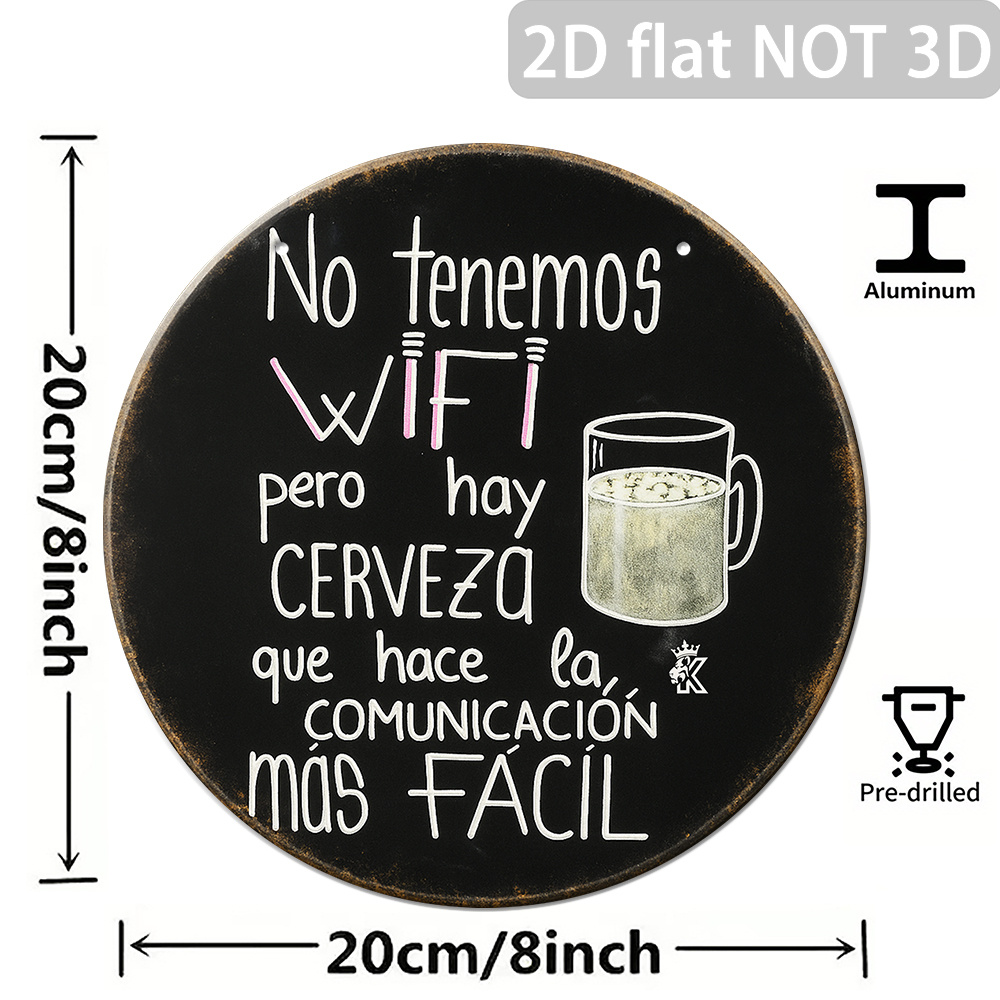 TEMU Letrero Metálico Vintage de Cerveza Española 2D , 1 Pieza - "No Tenemos Wifi, Pero Tenemos Cerveza y Más Fáciles" - de Pared con en Español -