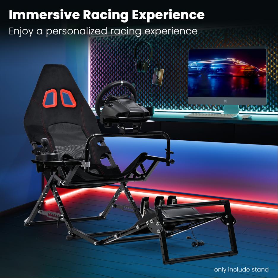 TEMU Il supporto professionale per volante da Minneer un telaio a X realizzato in acciaio ad resistenza. Offre un setup completamente regolabile che