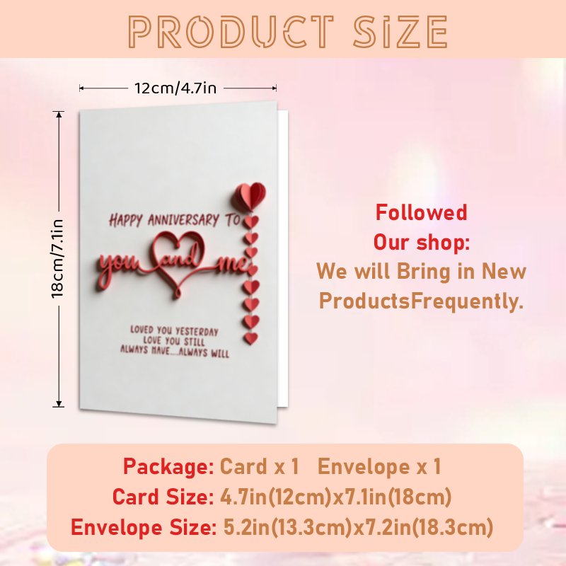 TEMU 1pc 1pcs Romantic "happy Anniversary To " Card With Envelope - Elegant Love Suitable For Boyfriend, Girlfriend, Wife, Husband - Heart-themed