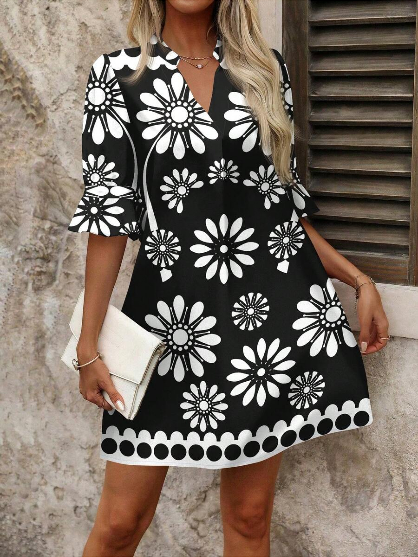 chinese dress ladies Women's Cutie On The Loose Textured Mini Dress in Black
