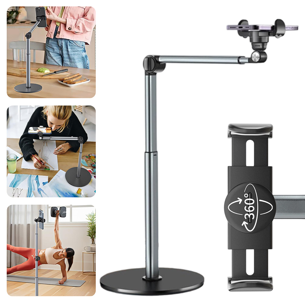 Image of Height-adjustable Phone Stand, Aluminum Alloy Base With Anti-slip Pad, Anti-tip Stable Holder For Video Shooting, Content Creation, And Live Streaming