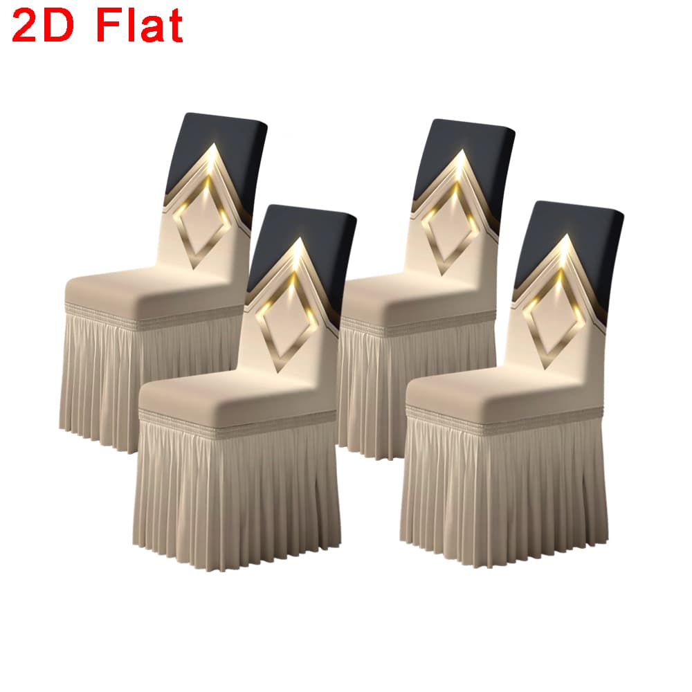TEMU Housse de chaise élastique compatible pour chaises de salle à manger - Motif géométrique /noir/doré, adapté pour , fêtes, décoration nordique,