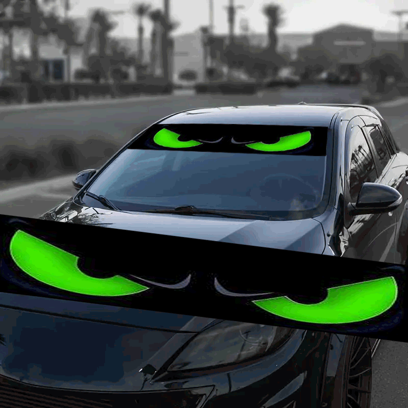 1pc Car Sticker, Green Design, Universal Windshield Decoration Sticker - Scratch-resistant, Car Sticker For Vehicles. Halloween Gift