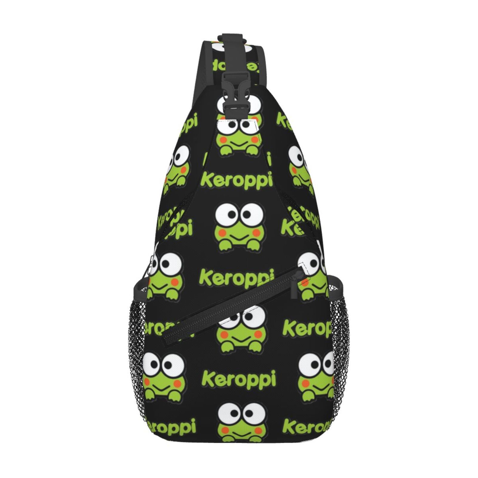 

Sanrio Keroppi Lightweight Chest Bag - Adjustable Strap, Fashionable Nylon Sling Backpack For Casual & Parties