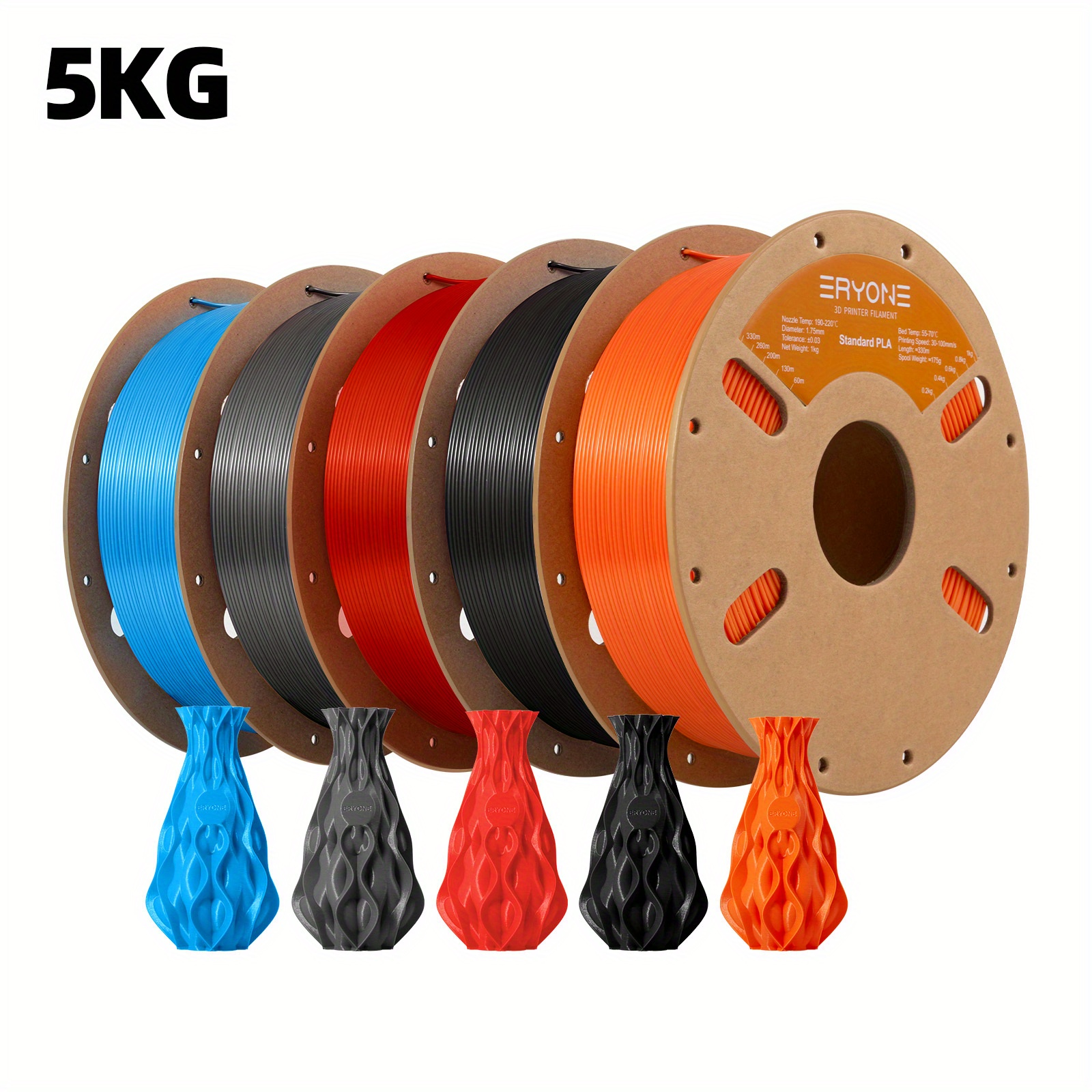 ERYONE 5KG PLA Filament za 3D tiskanje, premer 1.75 mm z toleranco +/- mm, na voljo v različnih barvnih različicah