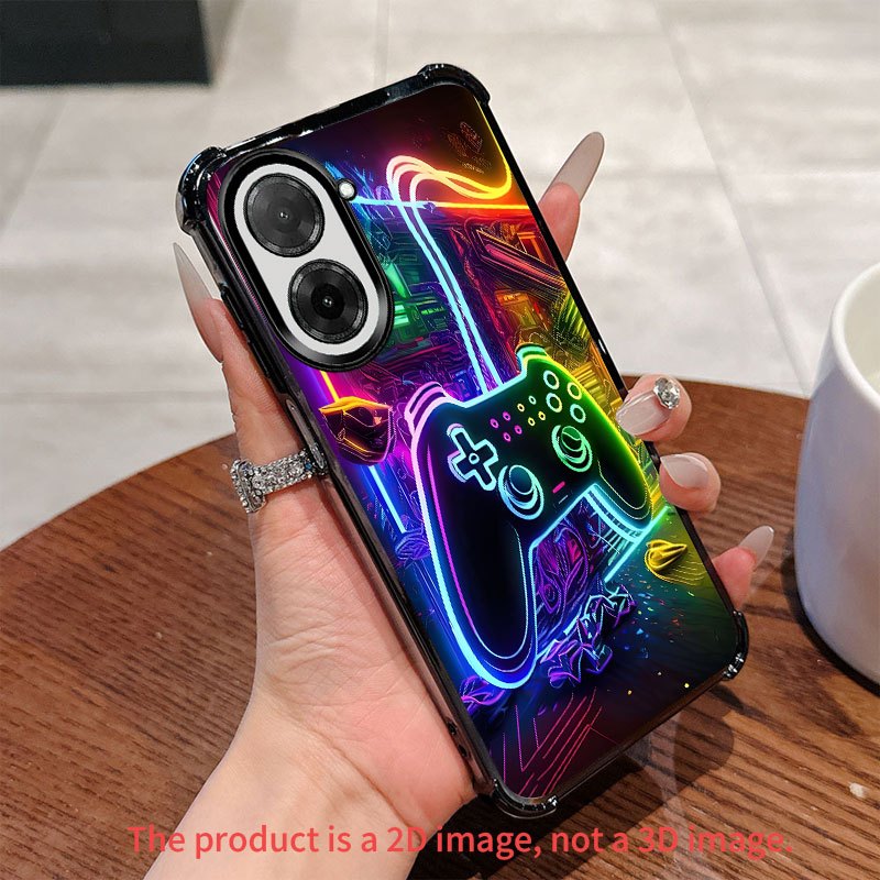 TEMU Custodia per telefono - [2Dflat] Custodia antiurto con design a neon per controller di giochi, , , adatta per Redmi, Xiaomi, Redmi A7 Pro, cover