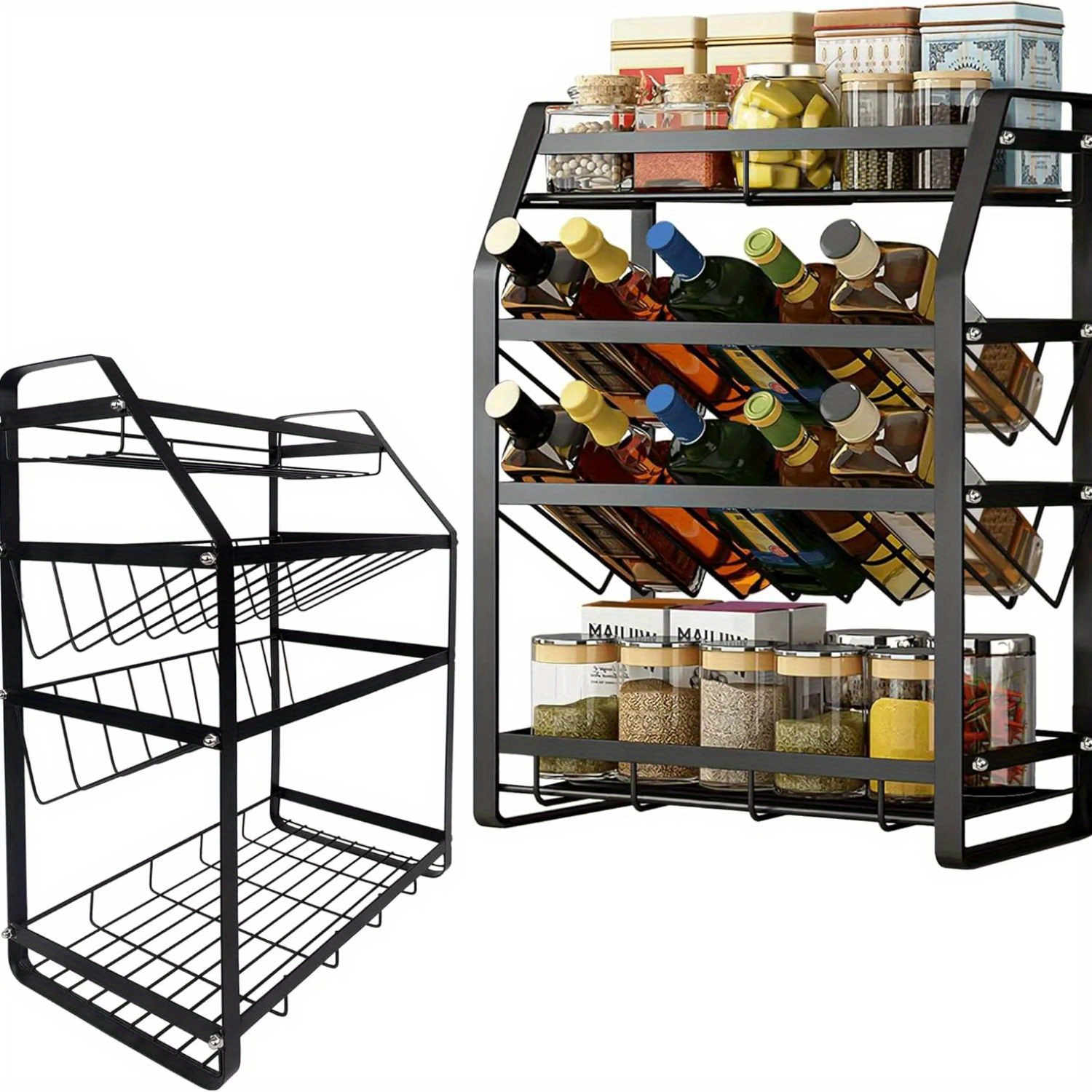 TEMU Kitchen Rack Spice Rack Spice Rack Standing Steel System Spices Spice Organiser Spice Rack Multifunctional Kitchen Organiser Spice Storage
