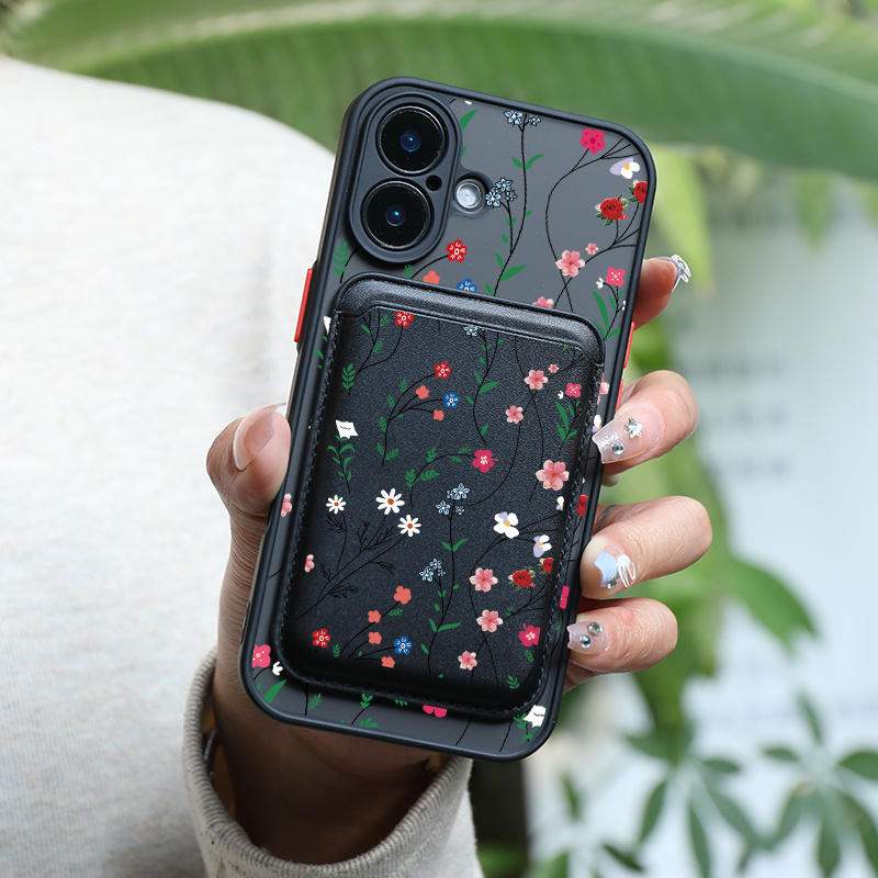 Etui za telefon - To je dvodelni luksuzni modni set, ki vključuje kreativen etui za telefon proti udarcem s pisanim cvetličnim dizajnom in
