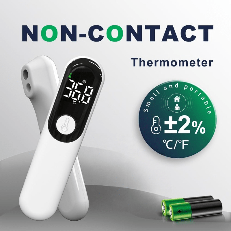 Adult Non-Contact Forehead Thermometer - Instant Read Digital Thermometer with LCD Display, One-Touch Operation & °C/°F, (AA-like) Fast Response Thermometer for, Travel, Office - Hygienic Contactless Body Temperature