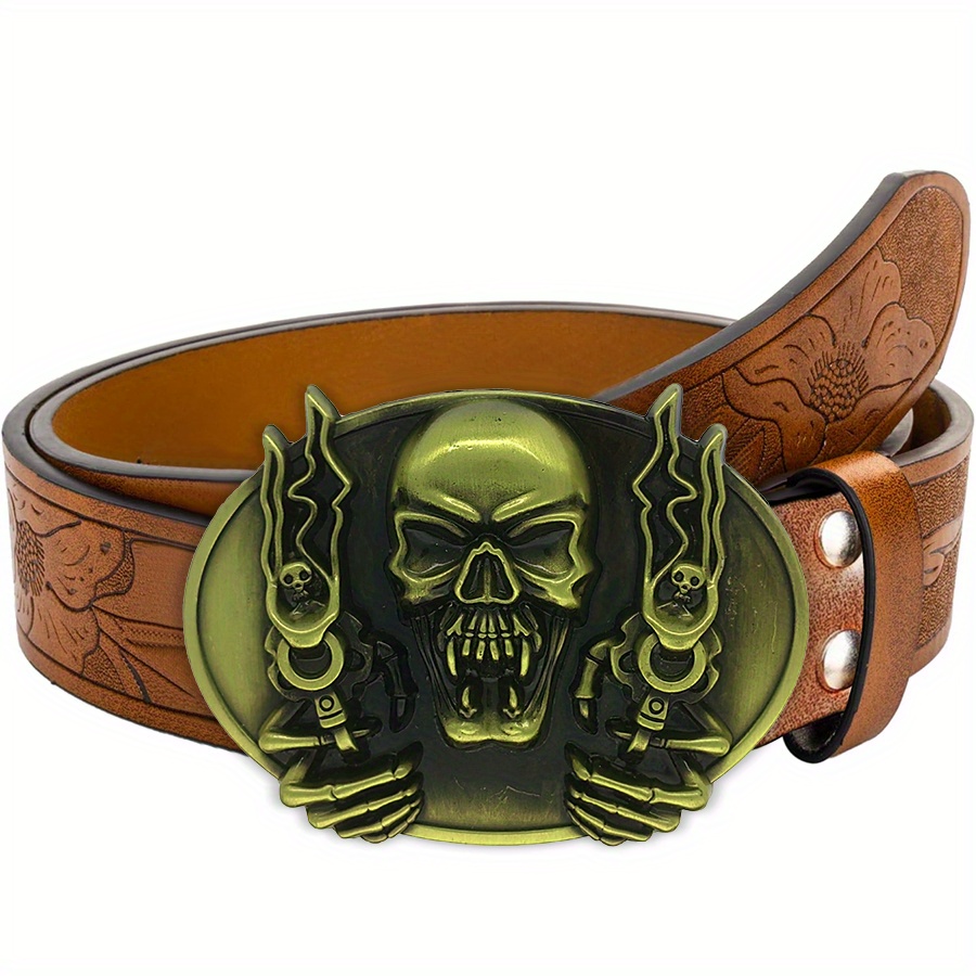 Punk Flame Skull Style Western Retro Belt