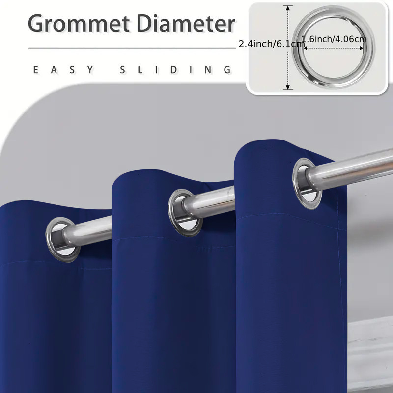 два штора-теплоизолятора, 100% светонепроницаемые, шумопоглощающие, солнцезащитные шторы, затемняющие комнату, из однотонного полиэстера с подкладкой с покрытием, легкие, с верхним отверстием для подвешивания, в современном романтическом минималистичном стиле Детали 7
