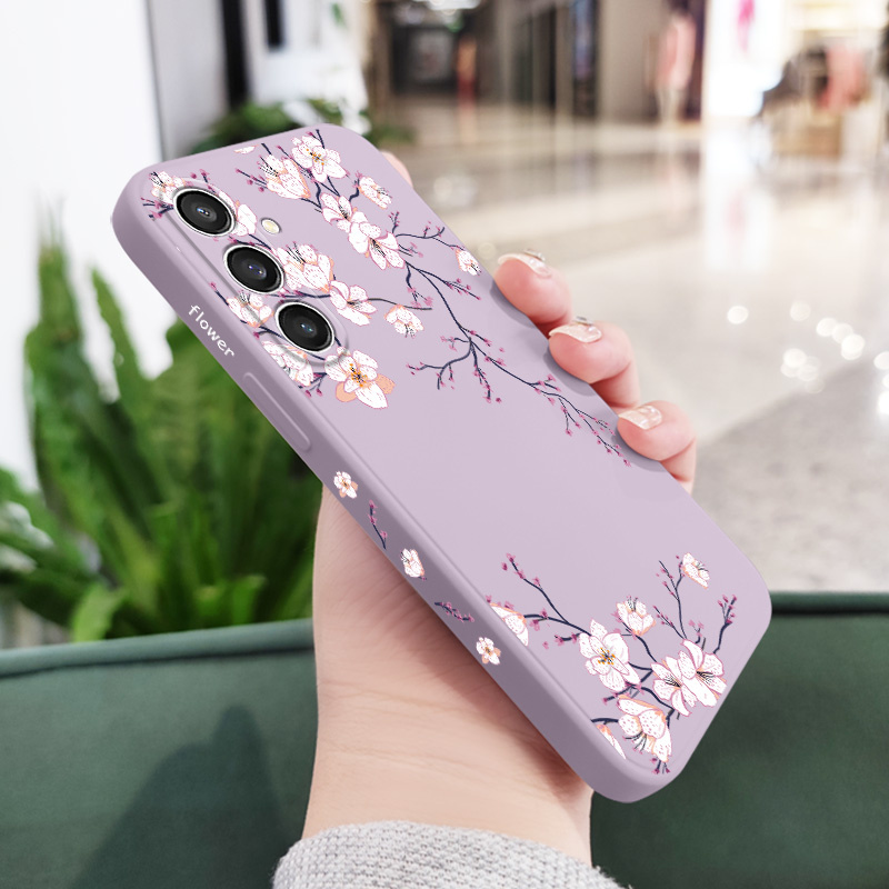 TEMU Phone Case - Soft Shell Phone Case With Plum Design For For Galaxy A57 And A37, Prevents Falls
