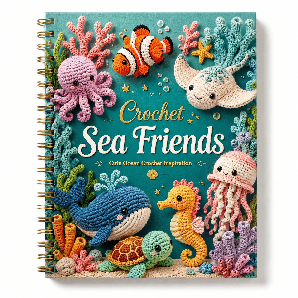 TEMU Crochet Ocean Companion Guidebook, A5 Spiral Ocean Doll Companion, Cute Marine Animal Crochet Inspiration Gift