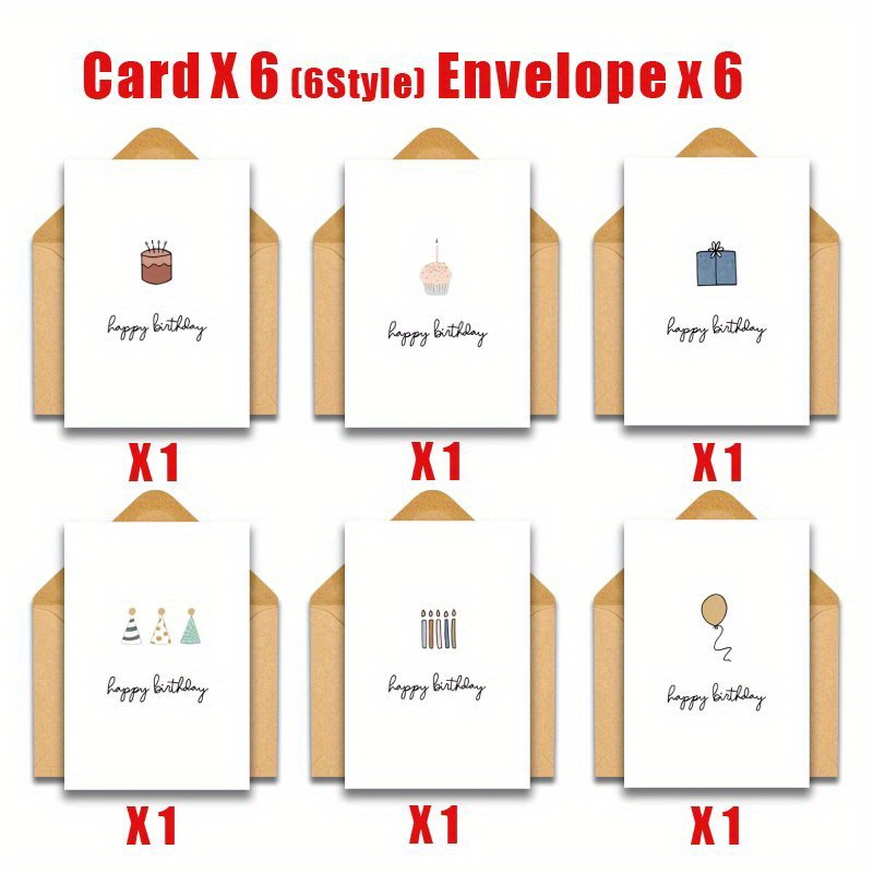 TEMU 12pcs Birthday Card Set With Envelopes, Adorable Gift Design, Greeting Cards | | Suitable For Valentine's Day, Thanksgiving, Christmas, Holiday