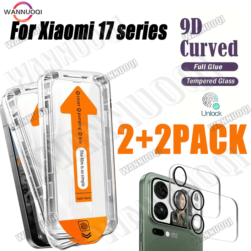 TEMU 4-in-1 2pcs Ultra Hd Tempered Glass Screen Protector, With 2pcs Lens Film Suitable For Xiaomi 17/17pro/pro , 9h Hardness, Newly Upgraded, Phone