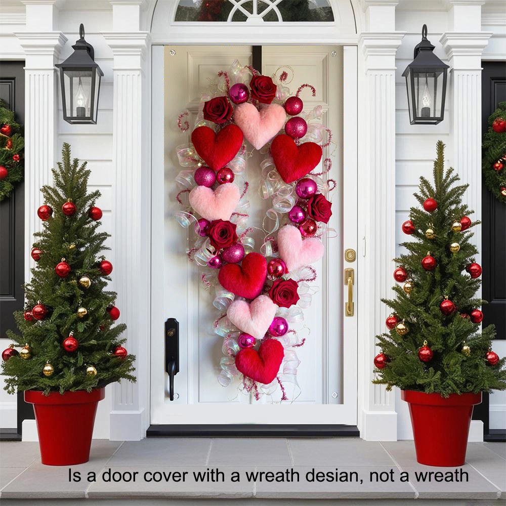 

Valentine's Day Heart Wreath - Polyester Non-electric Door Cover With 3d Design For Christmas, Halloween, New Year, Easter - Decoration For Weddings, Anniversaries, Bachelor Parties & More